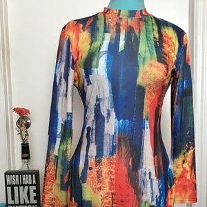 Multicolor Long-sleeved  Bodycon M